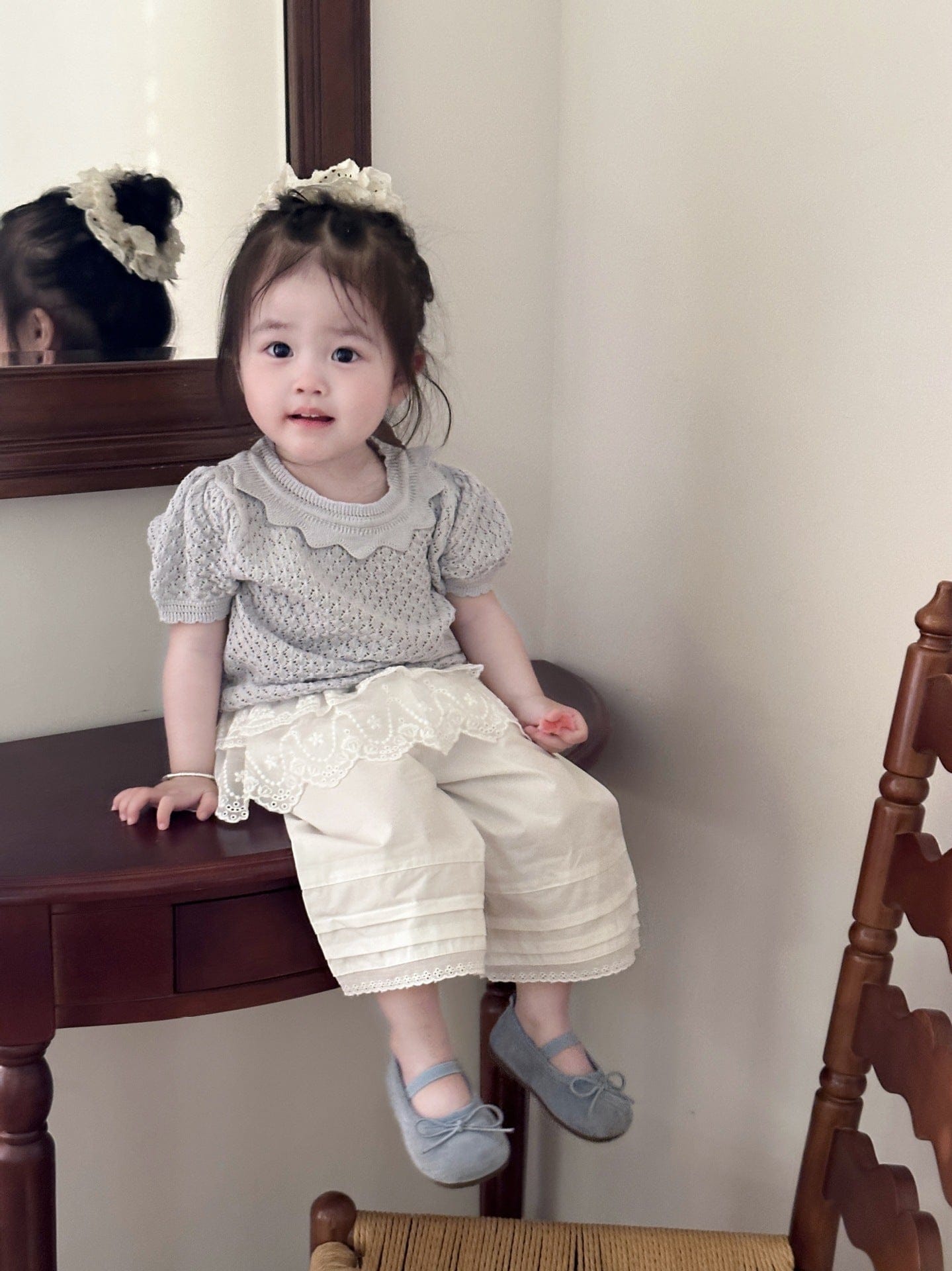 半袖シャツ・ブラウス サマーニット半袖パフスリーブTシャツブラウス【mh0010425】