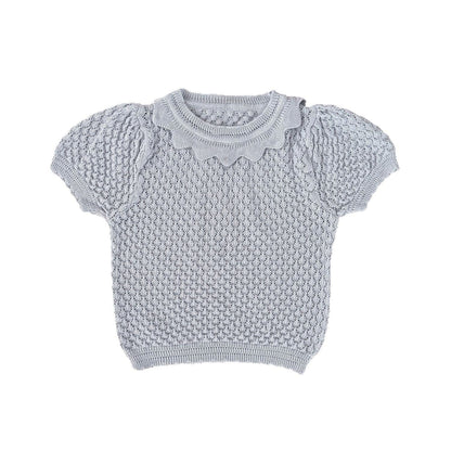 半袖シャツ・ブラウス サマーニット半袖パフスリーブTシャツブラウス【mh0010425】