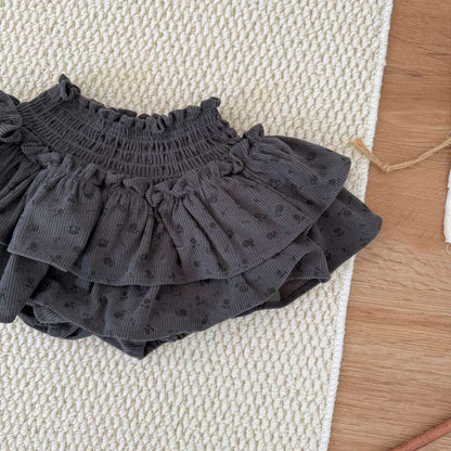 長袖セットアップ 長袖裏起毛Tシャツ 襟付きトップス / フリルショートパンツ【mh0011521】