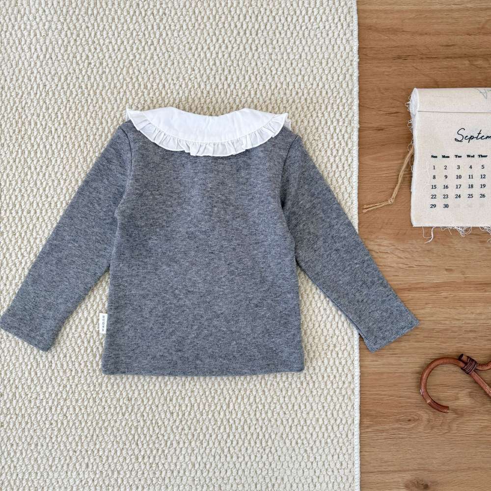 長袖セットアップ 長袖裏起毛Tシャツ 襟付きトップス / フリルショートパンツ【mh0011521】