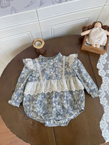 長袖ロンパース Vintage Floral Lace Romper ヴィンテージ 花柄レース ロンパース【mh0012150】