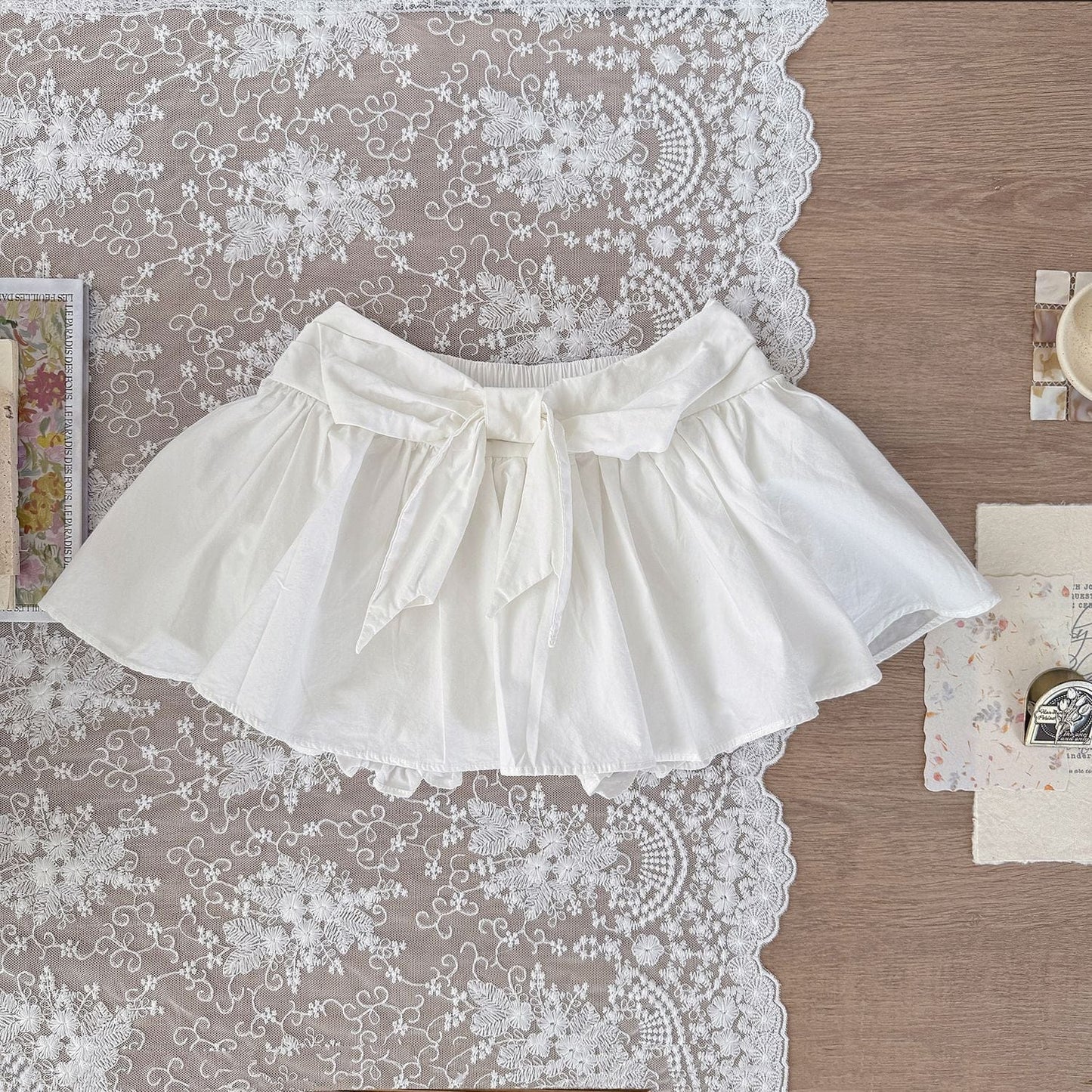 スカート White / 73cm フロントリボンパンツインミニスカート【mh0010450】