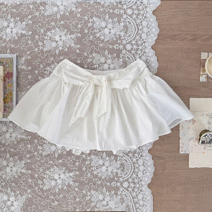 スカート White / 73cm フロントリボンパンツインミニスカート【mh0010450】