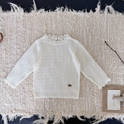 ニット・セーター White / 73cm レースメロウハイネックケーブルニットトップス【mh0011166】