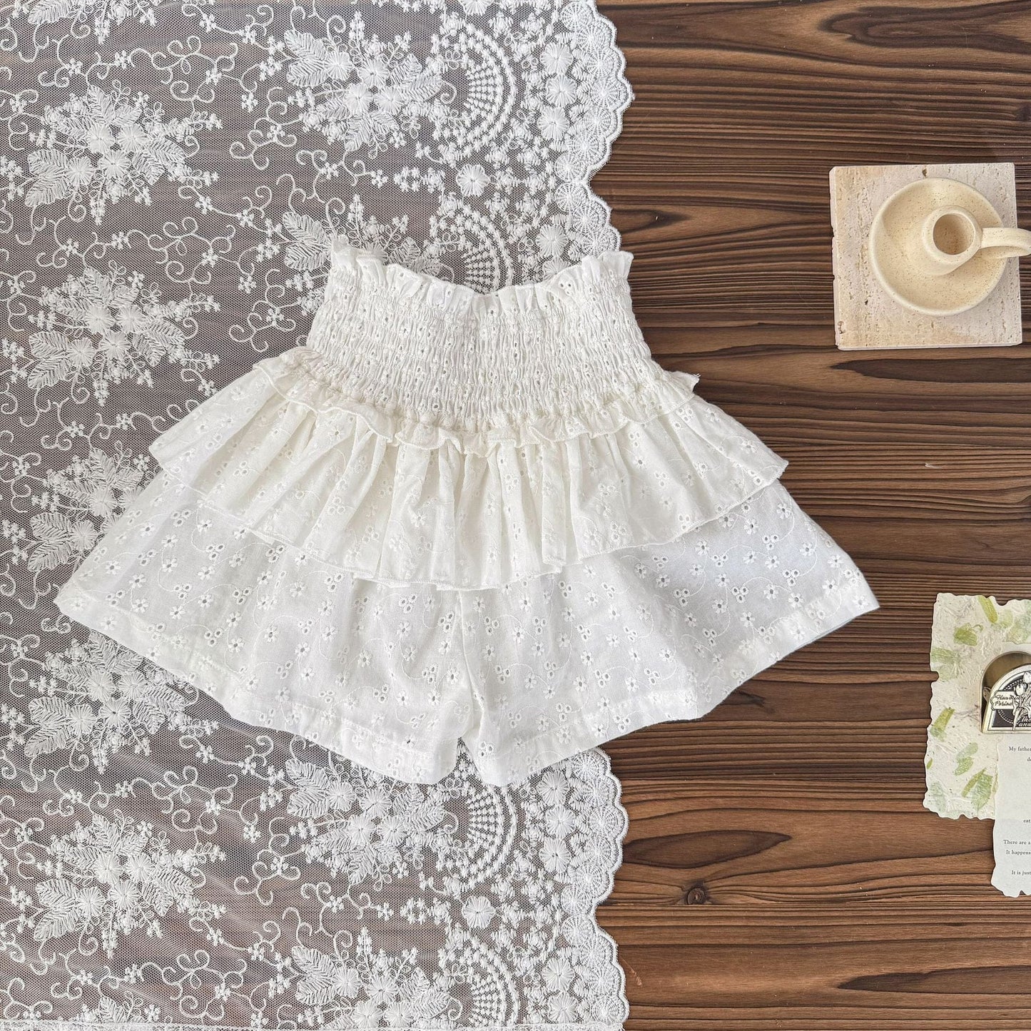 ハーフパンツ・ショートパンツ White / 80cm フラワープリントペプラムルーズショートパンツ【mh0009568】