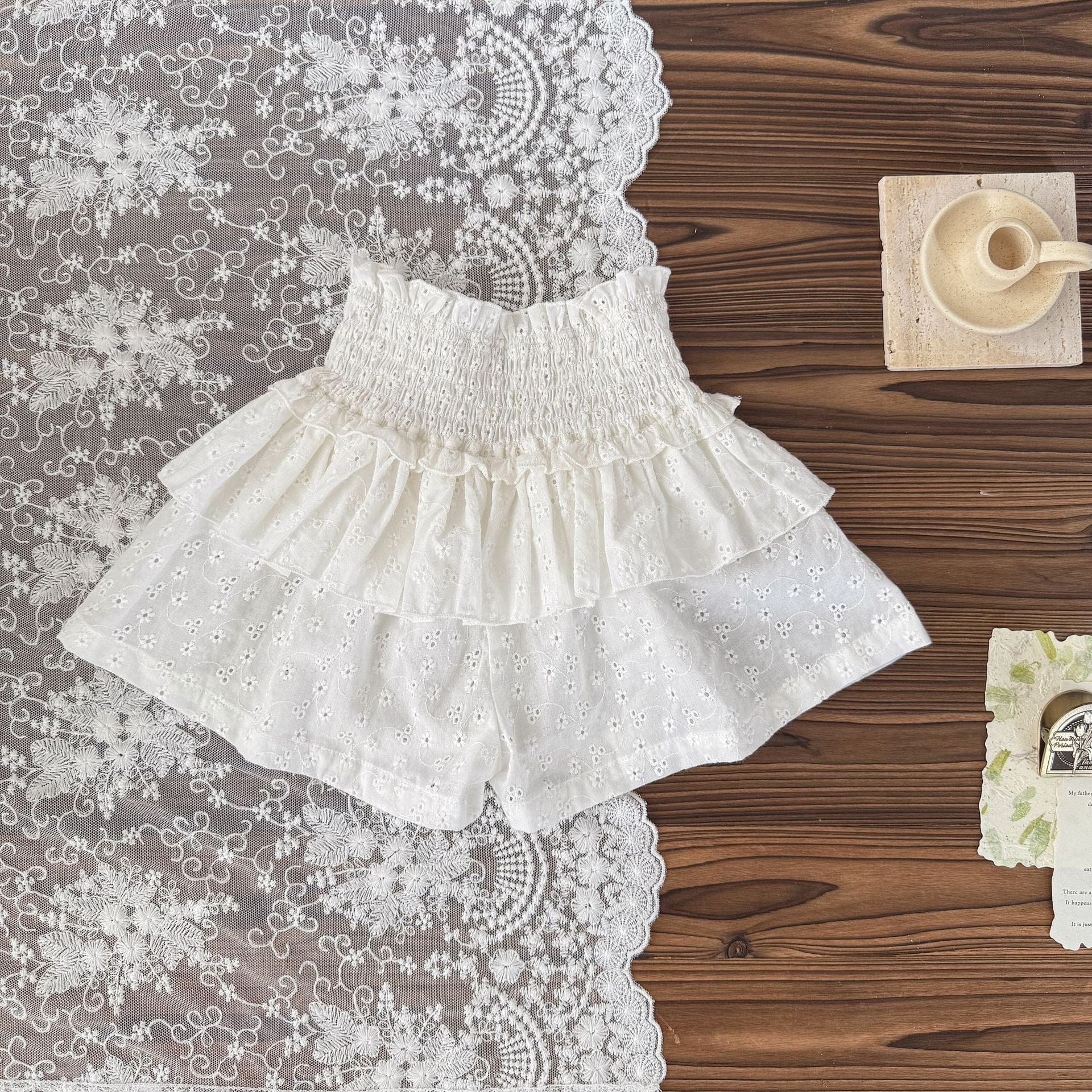 ハーフパンツ・ショートパンツ White / 80cm フラワープリントペプラムルーズショートパンツ【mh0009568】