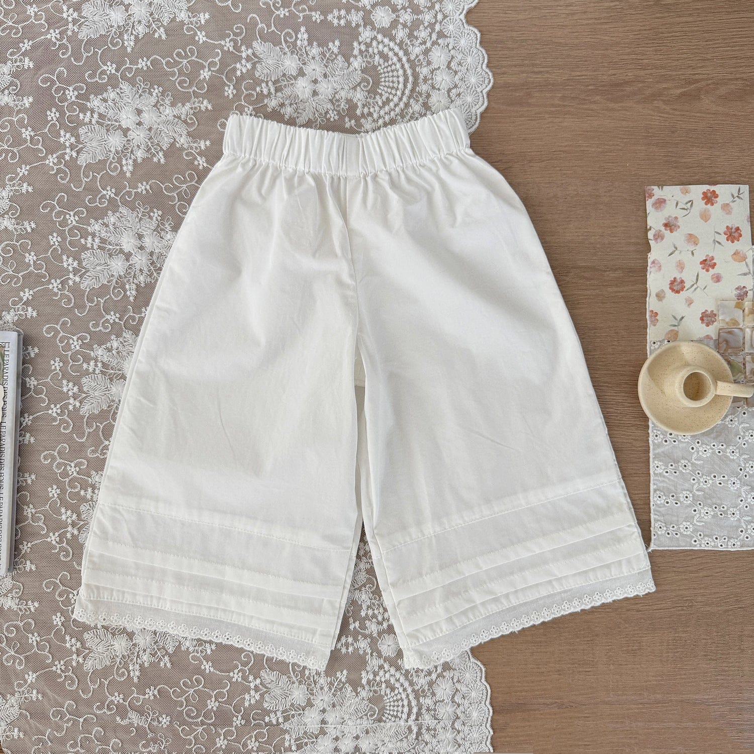 ロングパンツ・スウェットパンツ White / 80cm タックアクセントサマールーズパンツ【mh0010431】