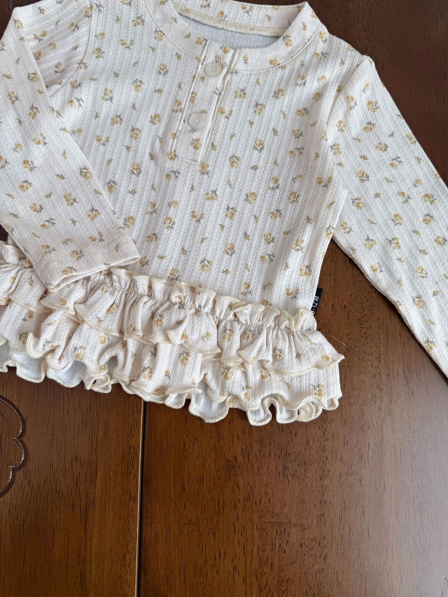 長袖Tシャツ Floral Print Knitted T-Shirt 花柄 ニット Tシャツ ドールカラー【mh0012159】