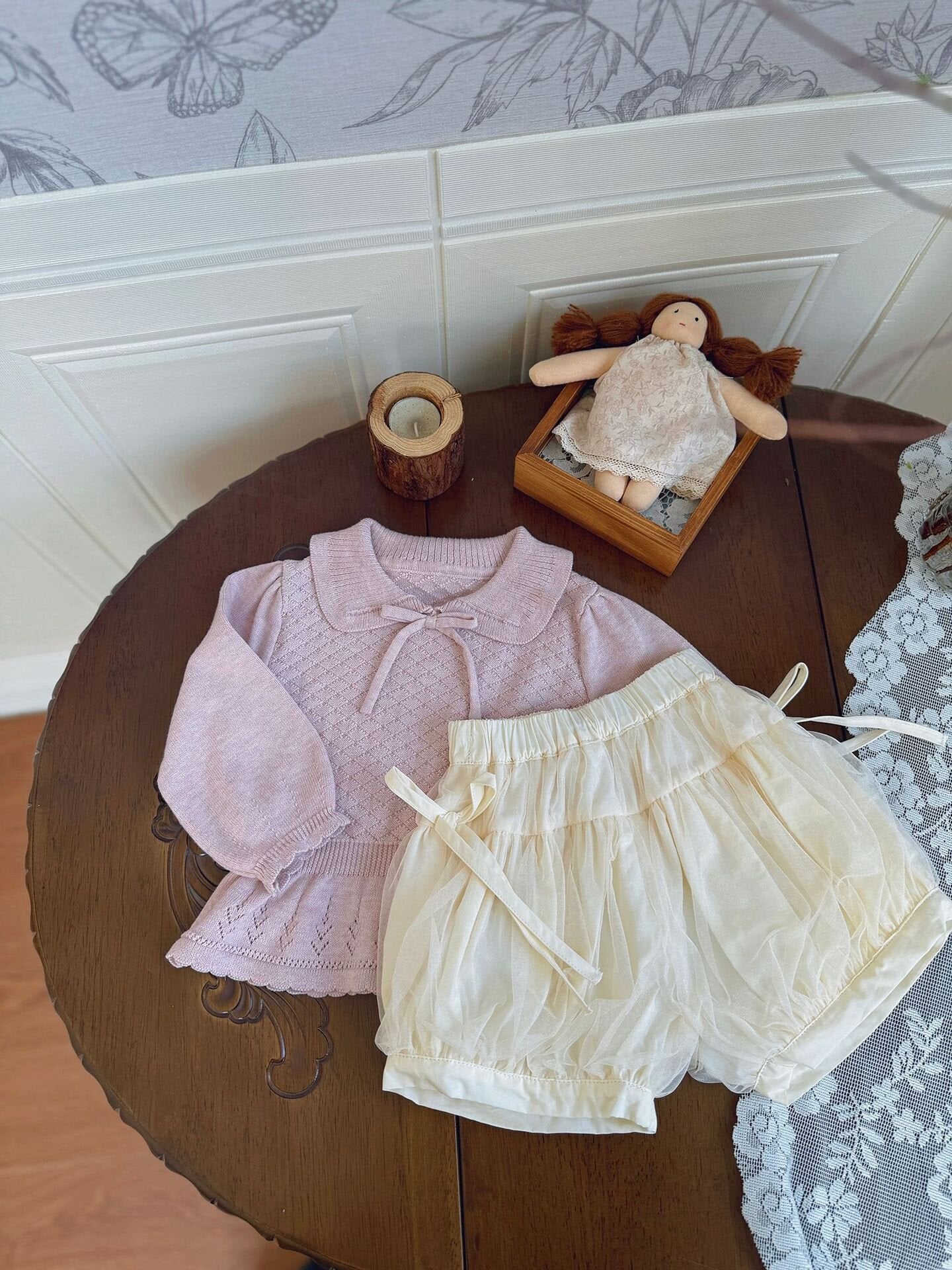長袖Tシャツ Lace Bow Cutout Sweater レース リボン 透かし編み セーター【mh0012158】