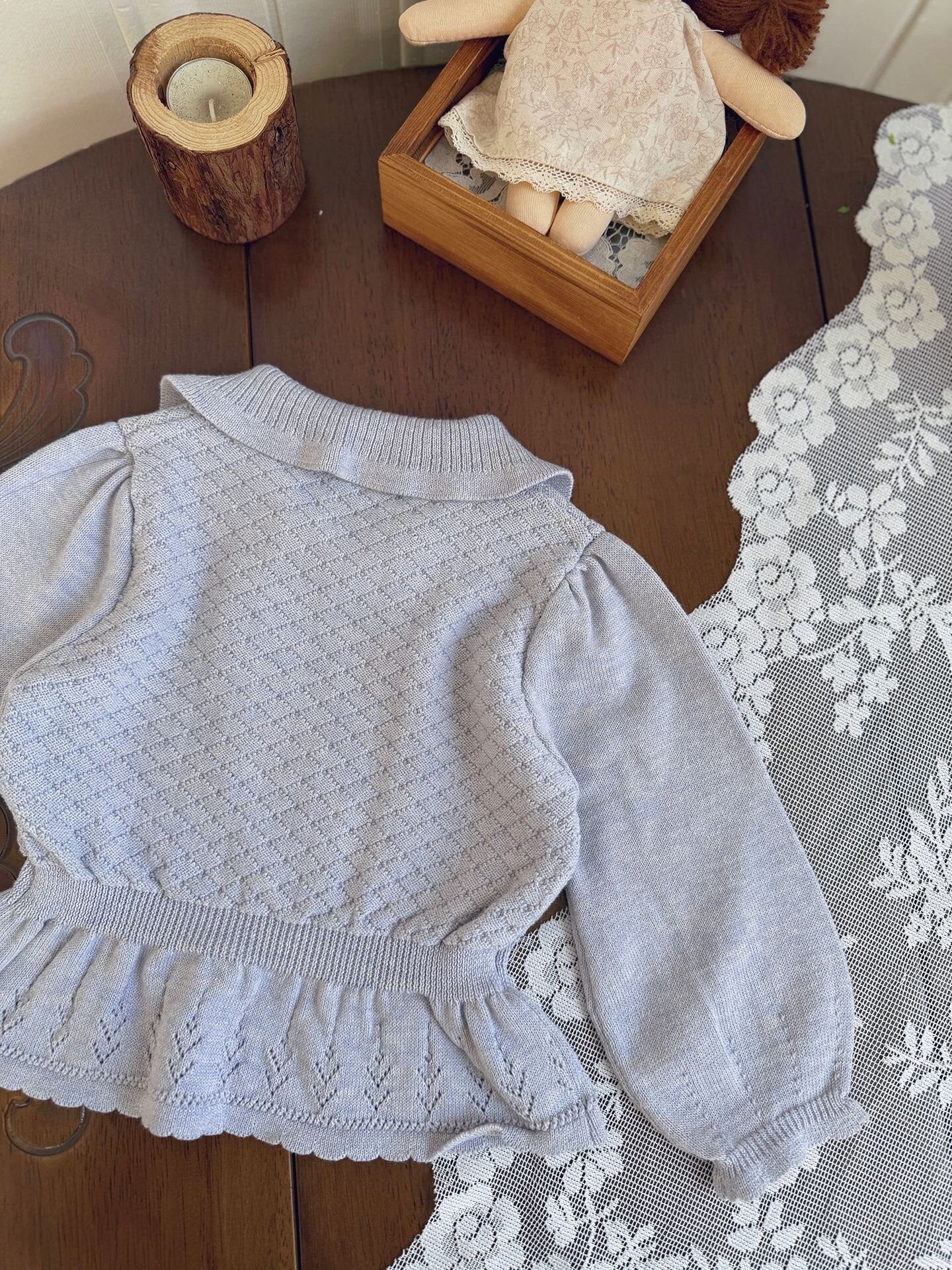 長袖Tシャツ Lace Bow Cutout Sweater レース リボン 透かし編み セーター【mh0012158】