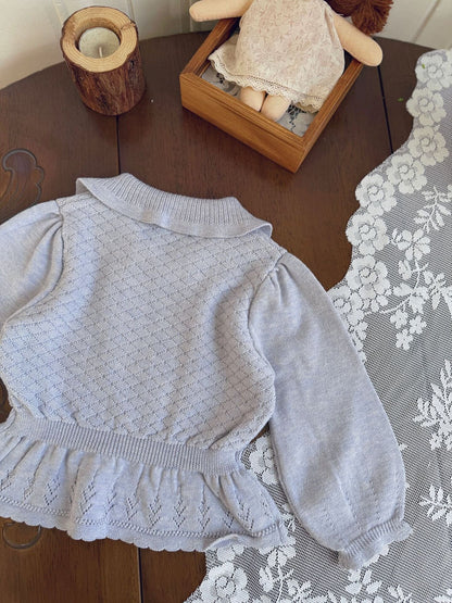 長袖Tシャツ Lace Bow Cutout Sweater レース リボン 透かし編み セーター【mh0012158】