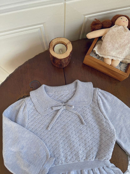 長袖Tシャツ Lace Bow Cutout Sweater レース リボン 透かし編み セーター【mh0012158】