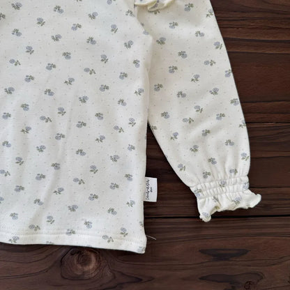 長袖Tシャツ フリルスタンドカラー花柄長袖Tシャツ【mh0011160】