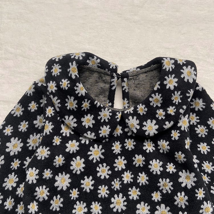 Daisy Print Top & Pants Set デイジー柄 襟付きトップス＆ブルマセット【mh0012690】 BBAMMA 長袖セットアップ
