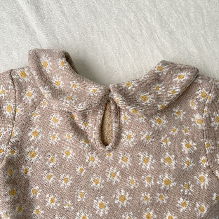 Daisy Print Top & Pants Set デイジー柄 襟付きトップス＆ブルマセット【mh0012690】 BBAMMA 長袖セットアップ