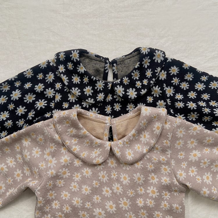 Daisy Print Top & Pants Set デイジー柄 襟付きトップス＆ブルマセット【mh0012690】 BBAMMA 長袖セットアップ