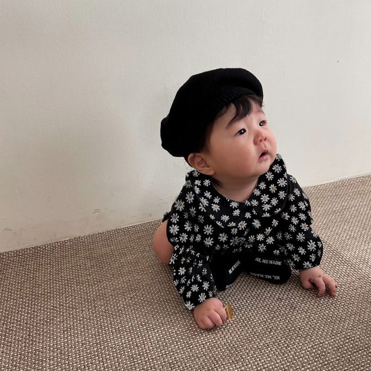 Daisy Print Top & Pants Set デイジー柄 襟付きトップス＆ブルマセット【mh0012690】 BBAMMA 長袖セットアップ
