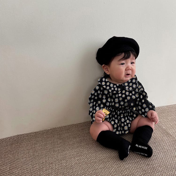 Daisy Print Top & Pants Set デイジー柄 襟付きトップス＆ブルマセット【mh0012690】 BBAMMA 長袖セットアップ
