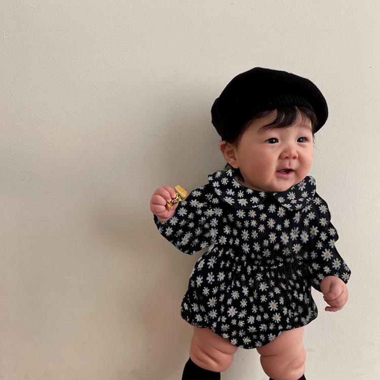 Daisy Print Top & Pants Set デイジー柄 襟付きトップス＆ブルマセット【mh0012690】 BBAMMA 長袖セットアップ