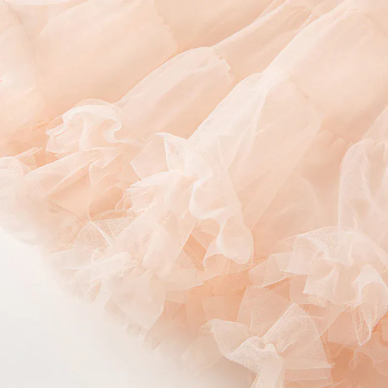 半袖ワンピース 【dave & bella】キッズワンピース チェリーハート刺繍 襟付き プリンセスドレス オレンジピンク【mh0006280】