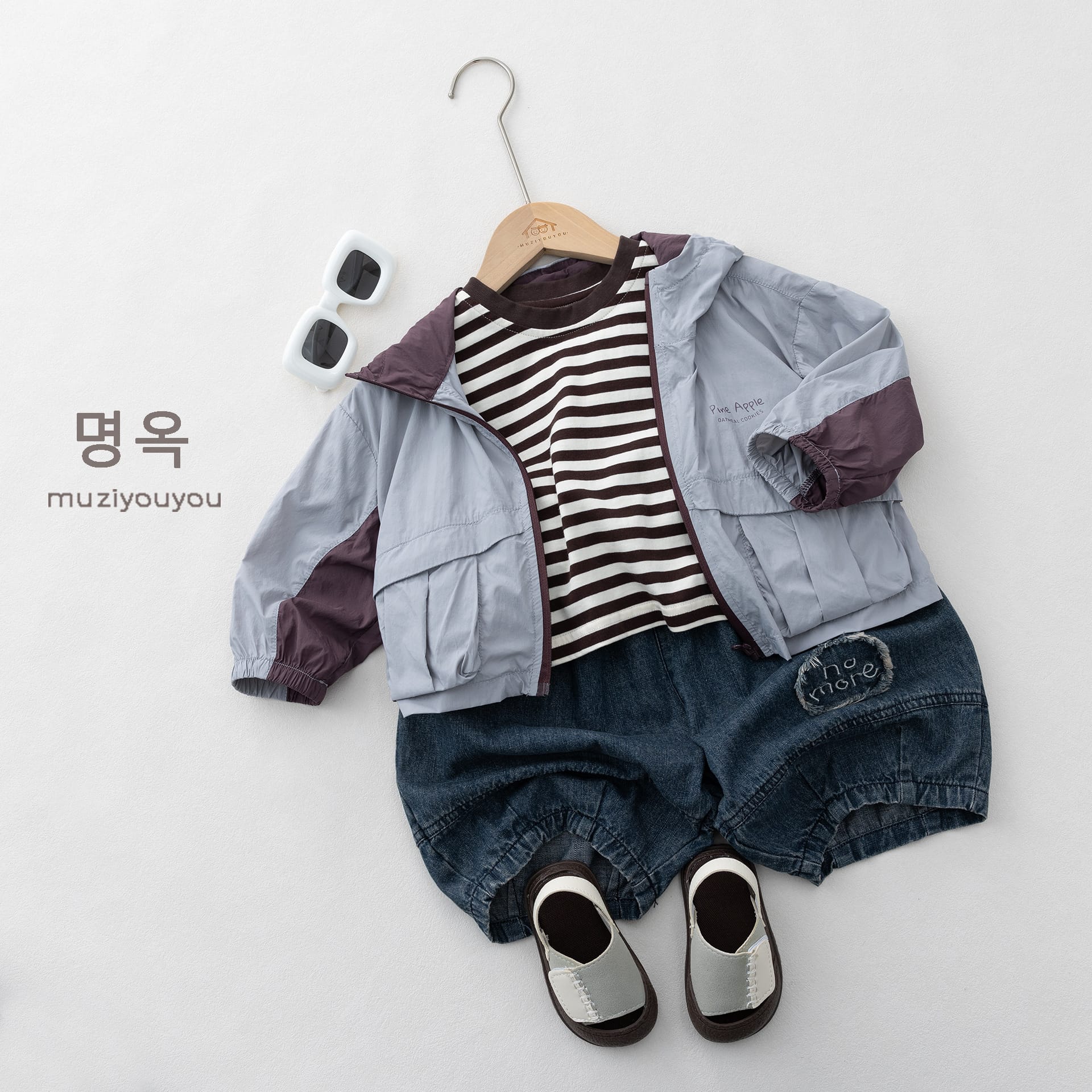 Denim Fringed-Patch Shorts バルーン ハーフパンツ【mh0013142】 명옥 muziyouyou ハーフパンツ・ショートパンツ