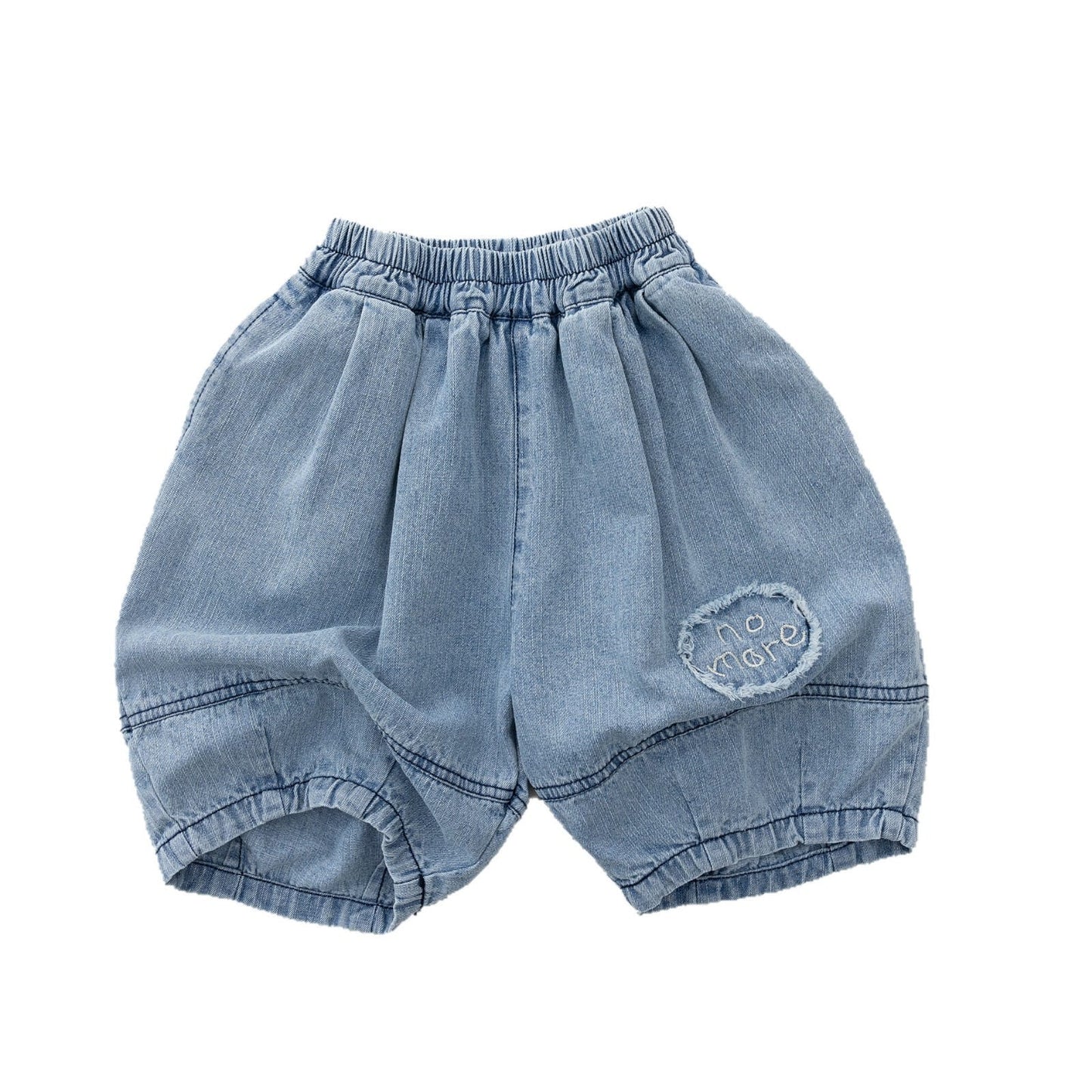 Denim Fringed-Patch Shorts バルーン ハーフパンツ【mh0013142】 명옥 muziyouyou ハーフパンツ・ショートパンツ
