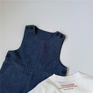Denim Shoulder Button Jumpsuit デニム ノースリーブジャンプスーツ【mh0013649】 GL-Kids ノースリーブジャンプスーツ