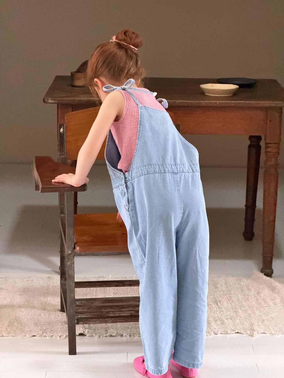 Denim Shoulder Tie Overalls ライトブルー ロングパンツ【mh0012897】 Jianzidan サロペットパンツ・サスペンダーパンツ