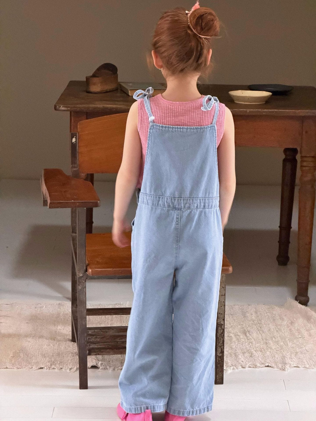 Denim Shoulder Tie Overalls ライトブルー ロングパンツ【mh0012897】 Jianzidan サロペットパンツ・サスペンダーパンツ