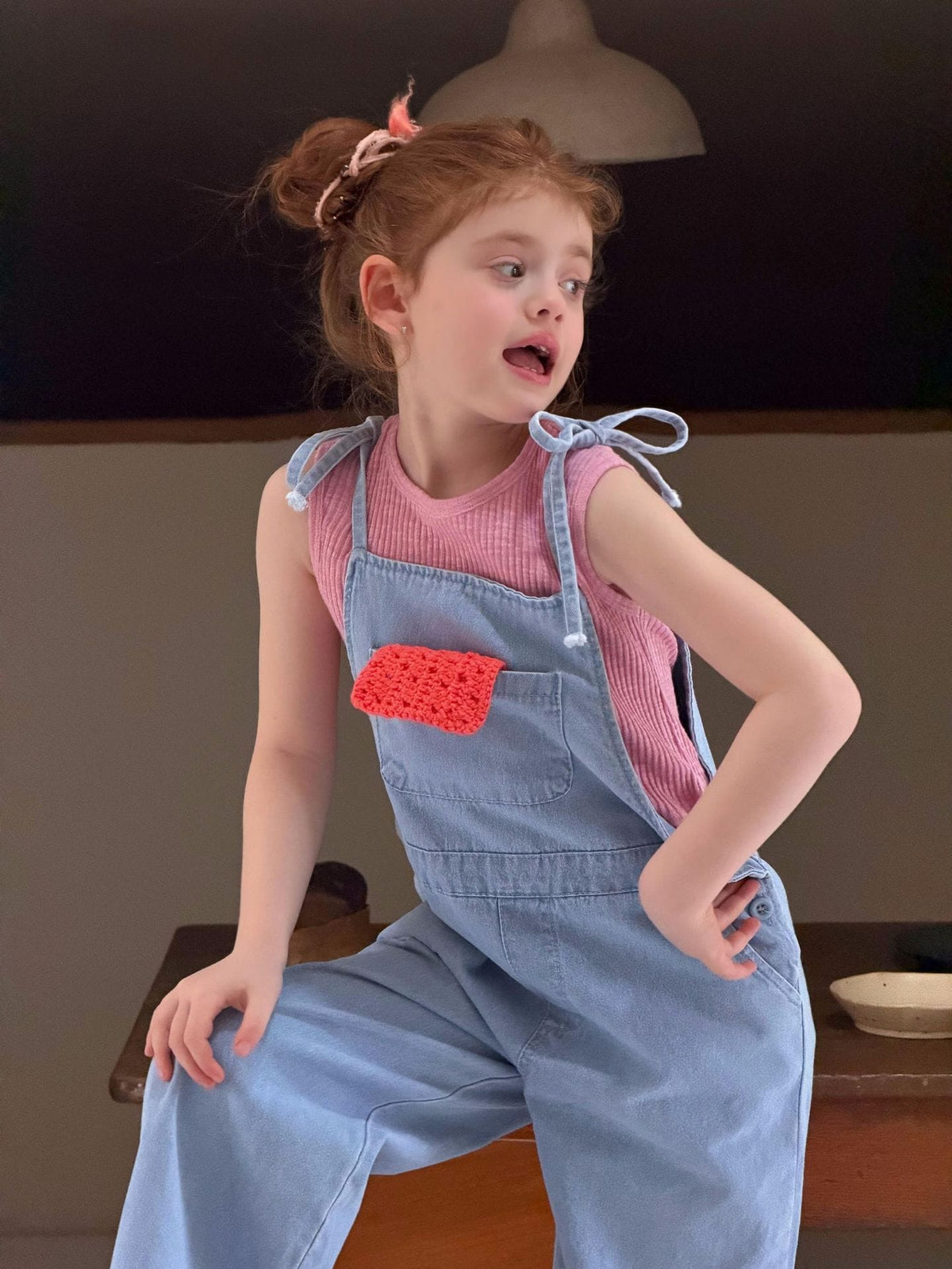 Denim Shoulder Tie Overalls ライトブルー ロングパンツ【mh0012897】 Jianzidan サロペットパンツ・サスペンダーパンツ