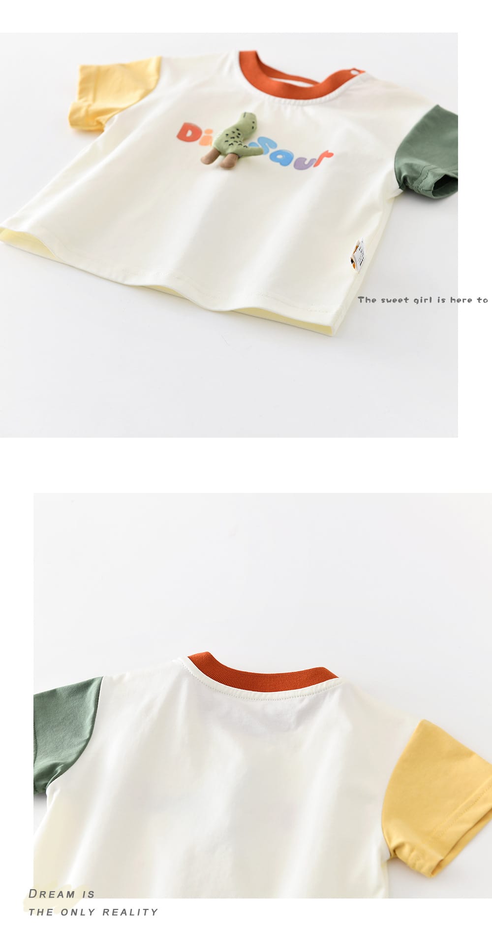Dinosaur Cartoon Set 恐竜 刺繍 半袖Tシャツ ショートパンツ【mh0012855】 ABNN 半袖セットアップ