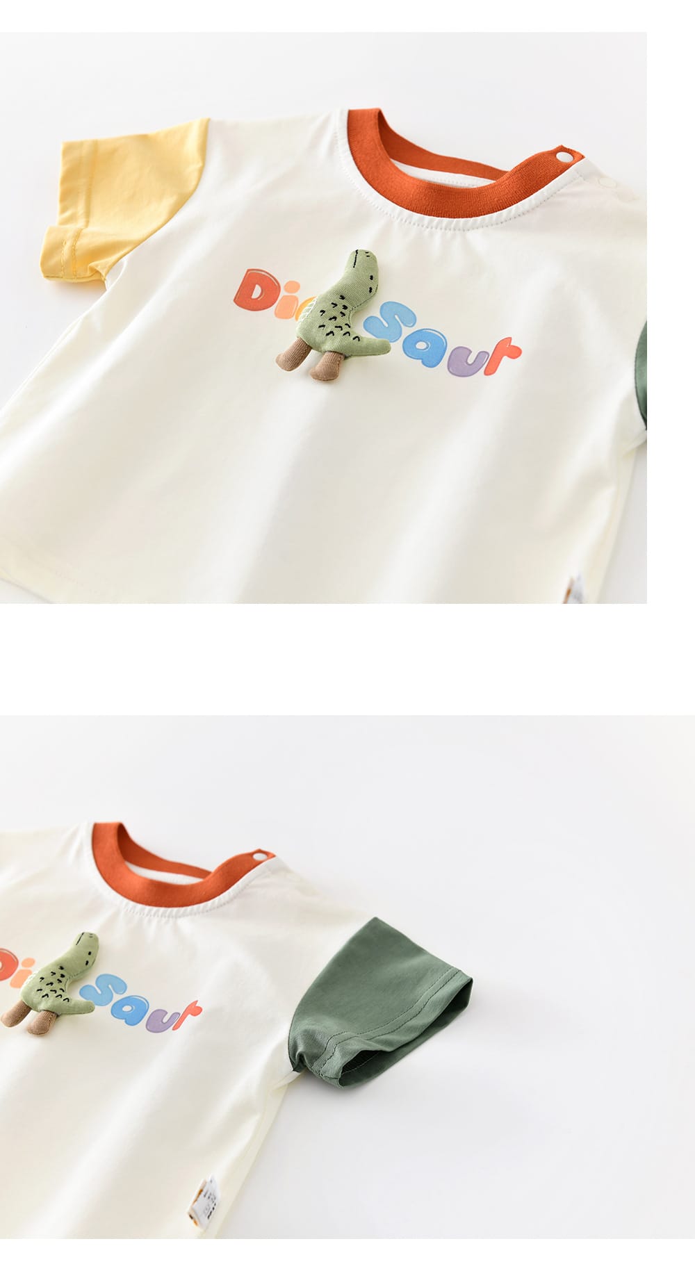 Dinosaur Cartoon Set 恐竜 刺繍 半袖Tシャツ ショートパンツ【mh0012855】 ABNN 半袖セットアップ