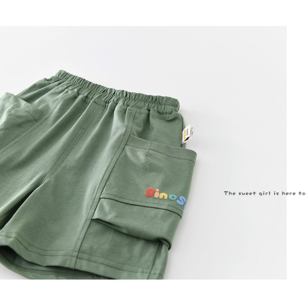 Dinosaur Cartoon Set 恐竜 刺繍 半袖Tシャツ ショートパンツ【mh0012855】 ABNN 半袖セットアップ