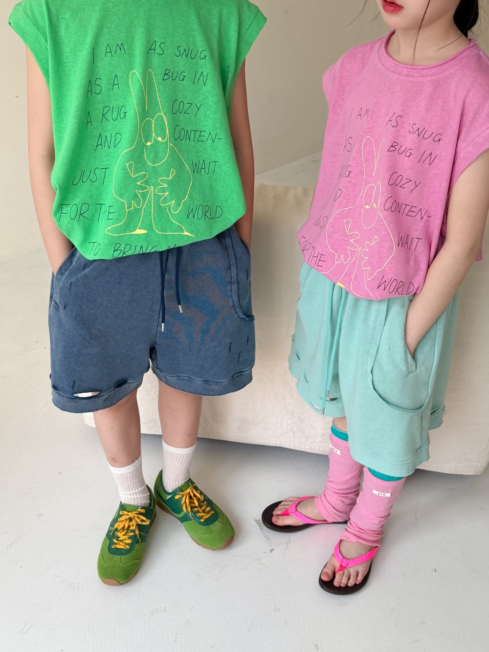 Distressed Drawstring Cotton Shorts クラッシュ ハーフパンツ【mh0013513】 KUMAI.KIDS ハーフパンツ・ショートパンツ
