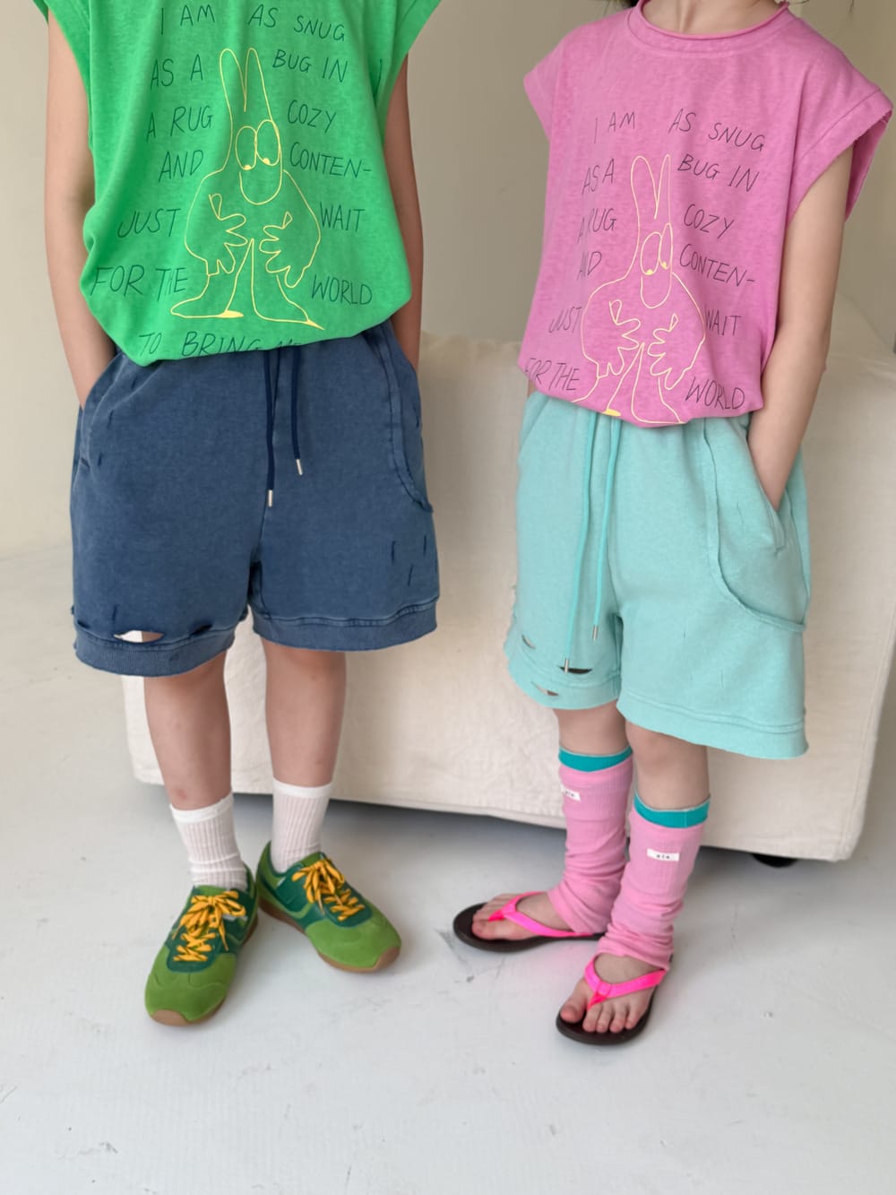 Distressed Drawstring Cotton Shorts クラッシュ ハーフパンツ【mh0013513】 KUMAI.KIDS ハーフパンツ・ショートパンツ