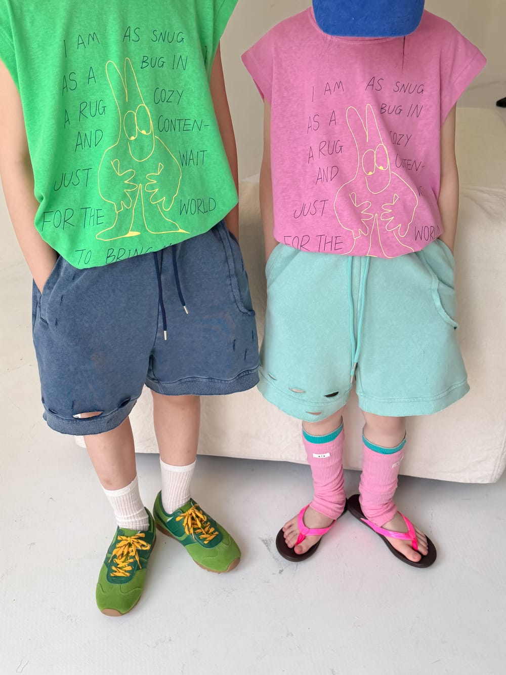 Distressed Drawstring Cotton Shorts クラッシュ ハーフパンツ【mh0013513】 KUMAI.KIDS ハーフパンツ・ショートパンツ