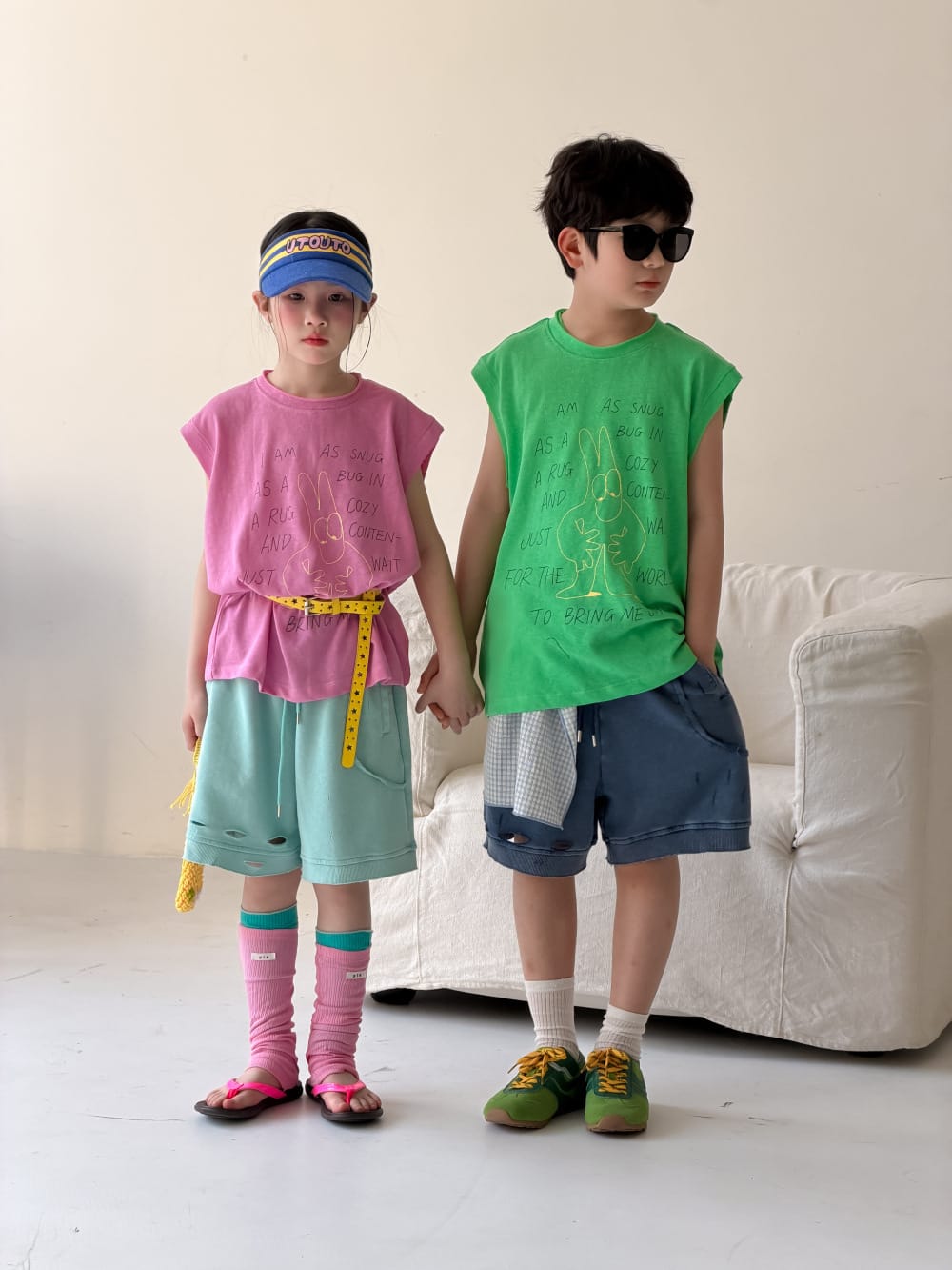 Distressed Drawstring Cotton Shorts クラッシュ ハーフパンツ【mh0013513】 KUMAI.KIDS ハーフパンツ・ショートパンツ