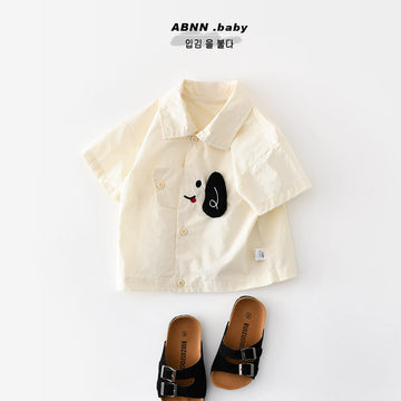 Dog Embroidery Shirt 犬 刺繍 半袖シャツ【mh0012858】 ABNN 半袖Tシャツ