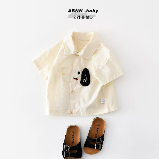 Dog Embroidery Shirt 犬 刺繍 半袖シャツ【mh0012858】 ABNN 半袖Tシャツ