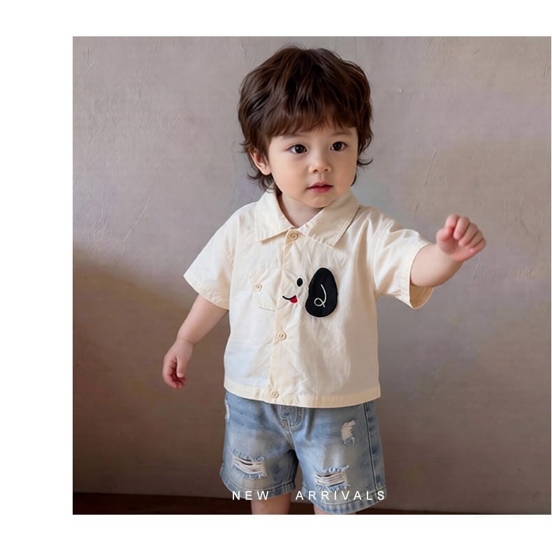 Dog Embroidery Shirt 犬 刺繍 半袖シャツ【mh0012858】 ABNN 半袖Tシャツ