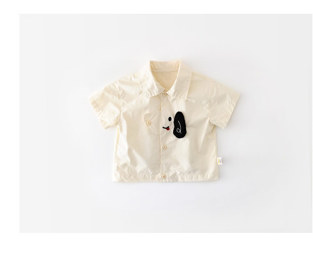 Dog Embroidery Shirt 犬 刺繍 半袖シャツ【mh0012858】 ABNN 半袖Tシャツ