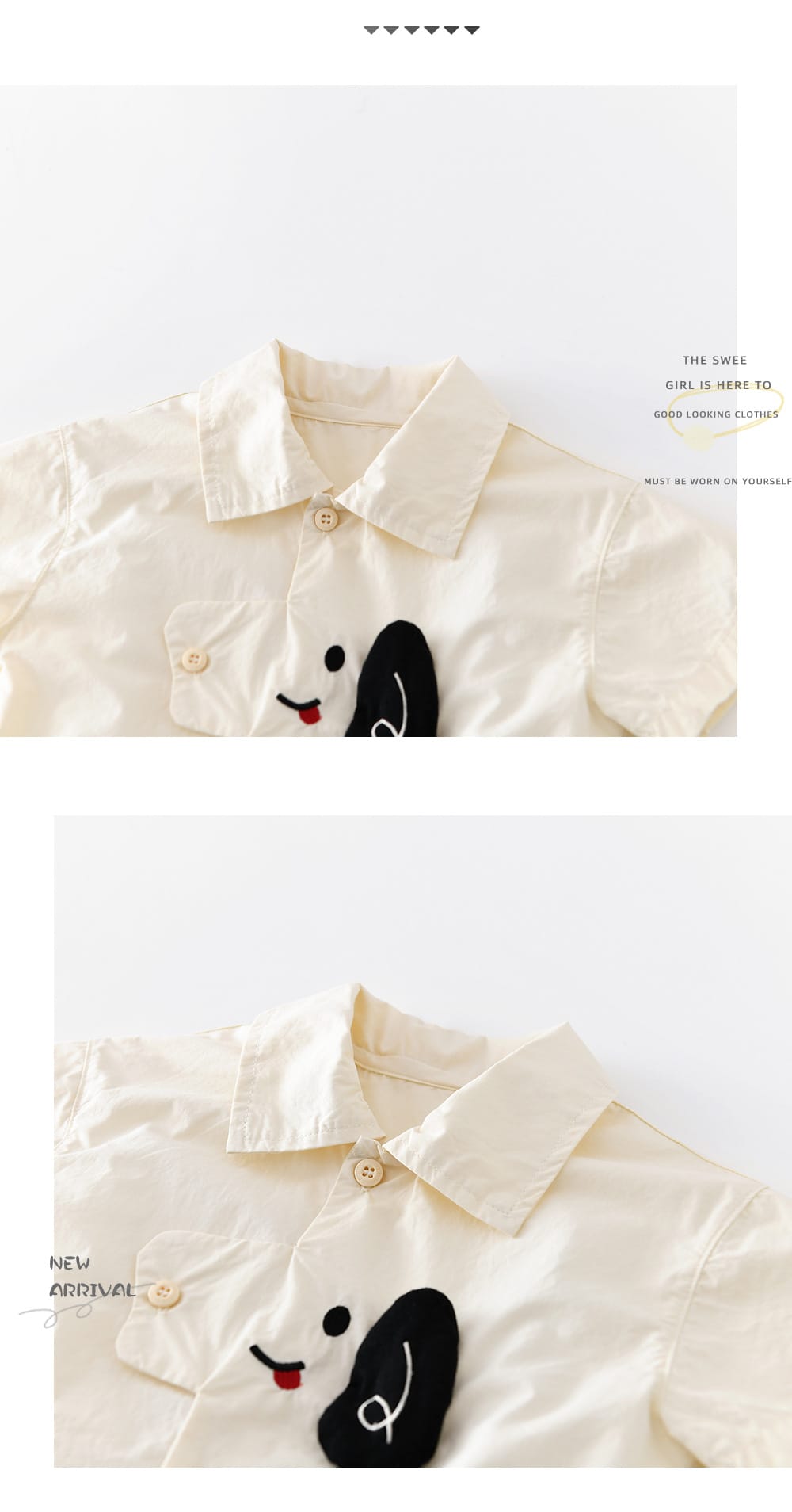 Dog Embroidery Shirt 犬 刺繍 半袖シャツ【mh0012858】 ABNN 半袖Tシャツ