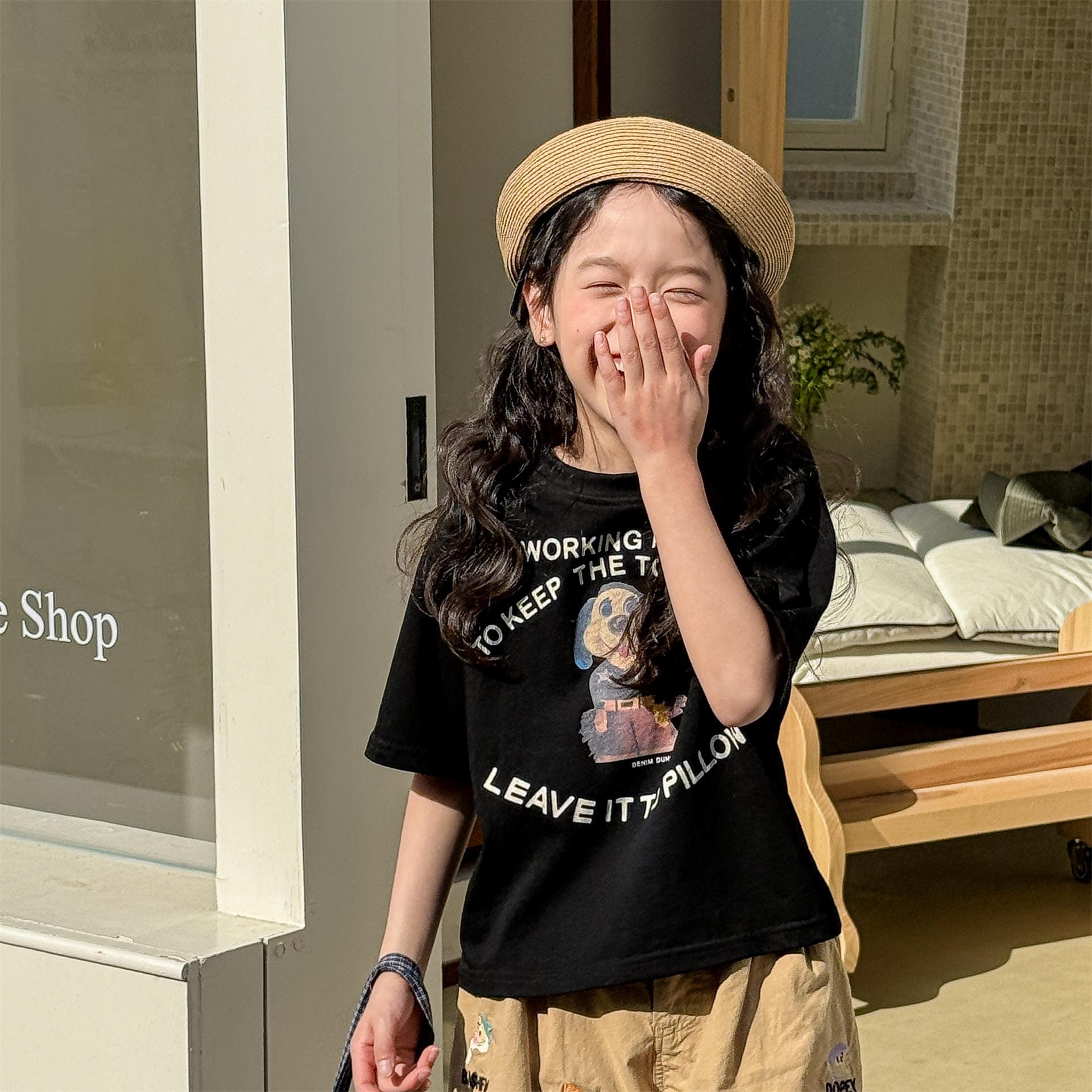 Dog Print Graphic T-shirt ドッグプリント 半袖Tシャツ【mh0013221】 ADbaby 半袖Tシャツ