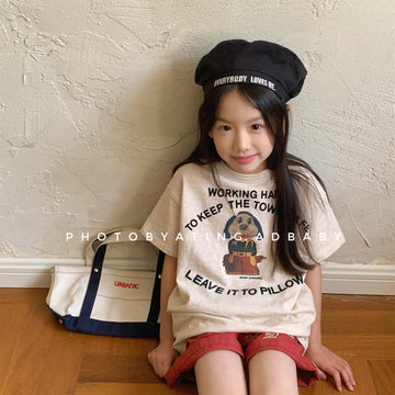Dog Print Graphic T-shirt ドッグプリント 半袖Tシャツ【mh0013221】 ADbaby 半袖Tシャツ
