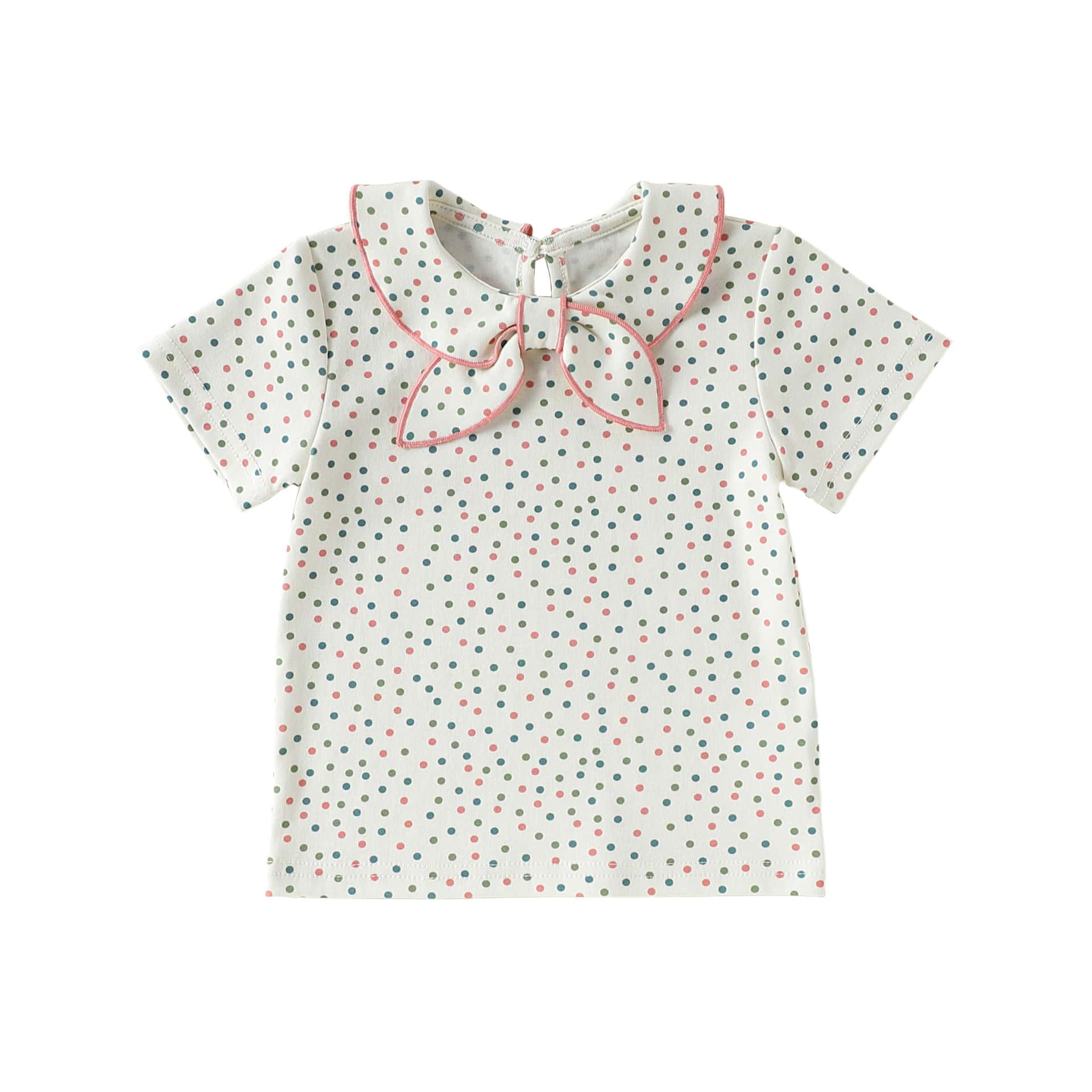 Doll Collar Cotton T-shirt リボン襟付き 半袖 カットソー【mh0012768】 Beige / 73cm Beitaoya 半袖Tシャツ