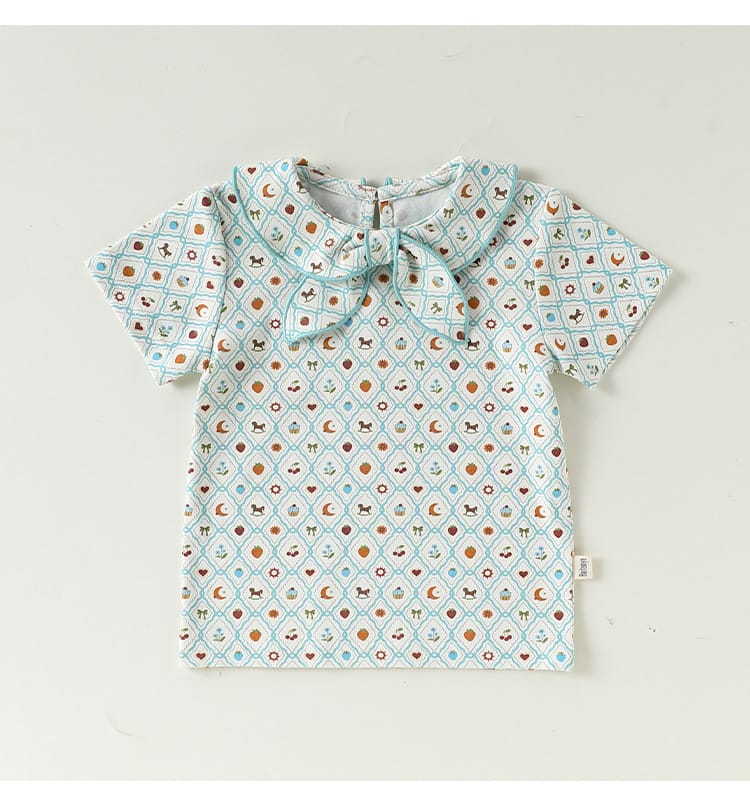 Doll Collar Cotton T-shirt リボン襟付き 半袖 カットソー【mh0012768】 Beitaoya 半袖Tシャツ