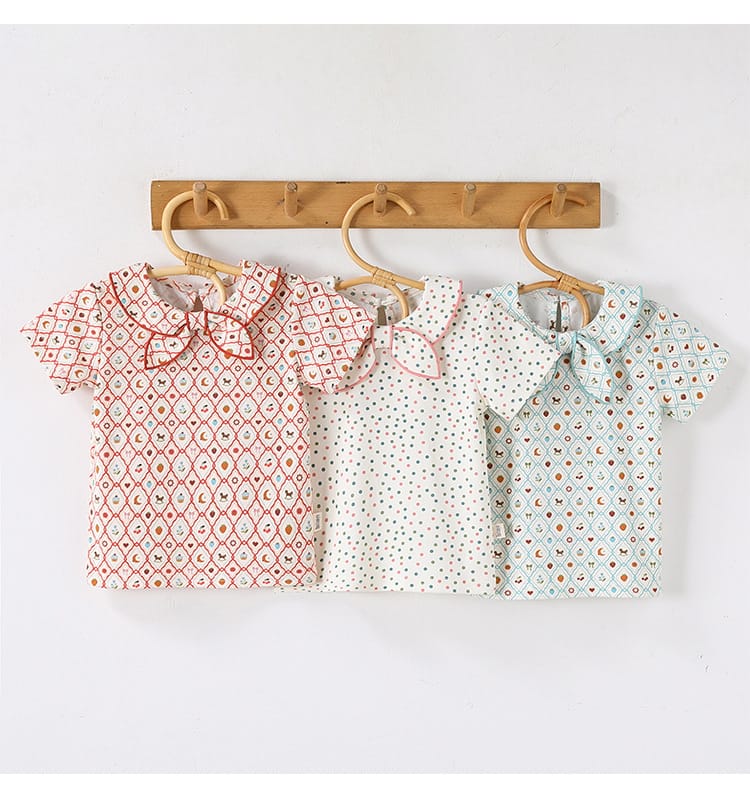 Doll Collar Cotton T-shirt リボン襟付き 半袖 カットソー【mh0012768】 Beitaoya 半袖Tシャツ