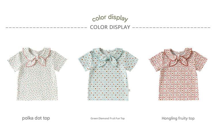 Doll Collar Cotton T-shirt リボン襟付き 半袖 カットソー【mh0012768】 Beitaoya 半袖Tシャツ