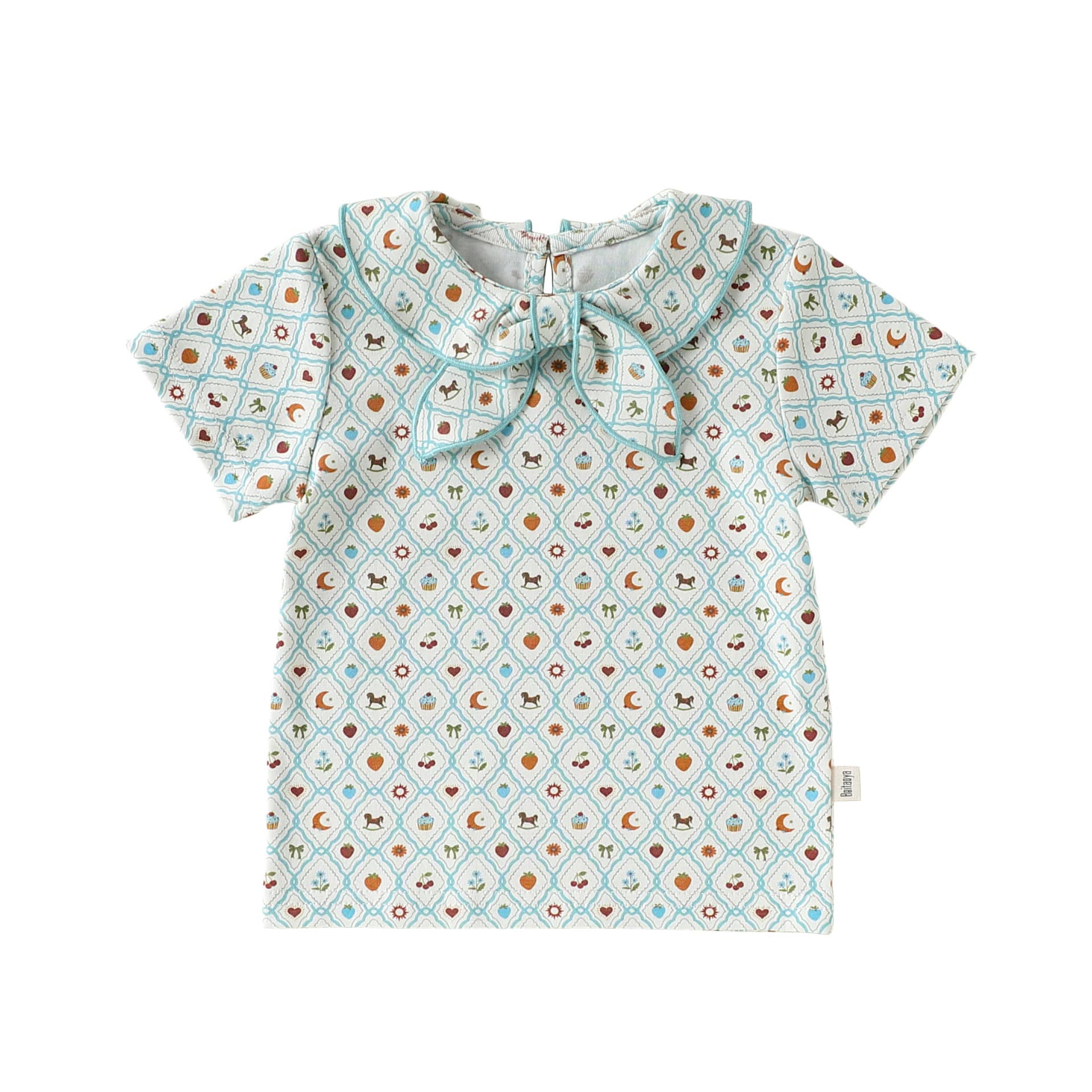 Doll Collar Cotton T-shirt リボン襟付き 半袖 カットソー【mh0012768】 Beitaoya 半袖Tシャツ