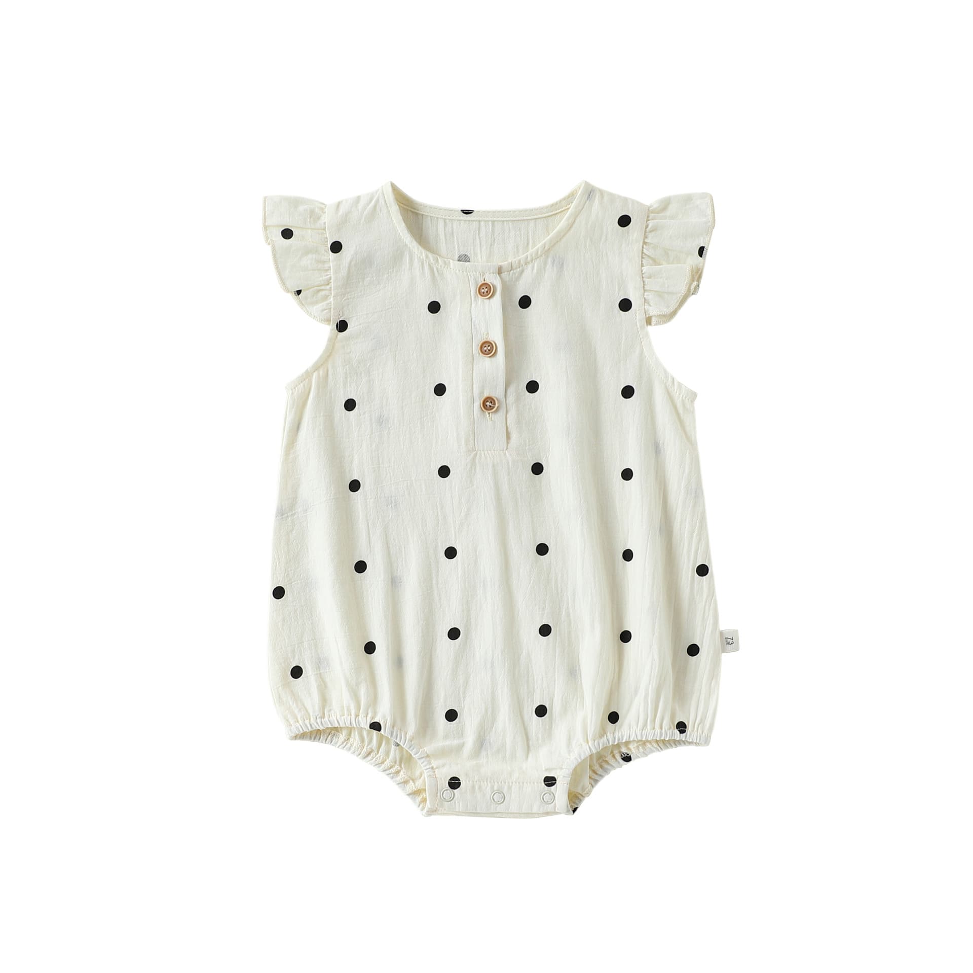 Dot Print Cotton Romper ガーゼ ドット 半袖ロンパース【mh0013040】 Beige / 66cm Beitaoya 半袖ロンパース